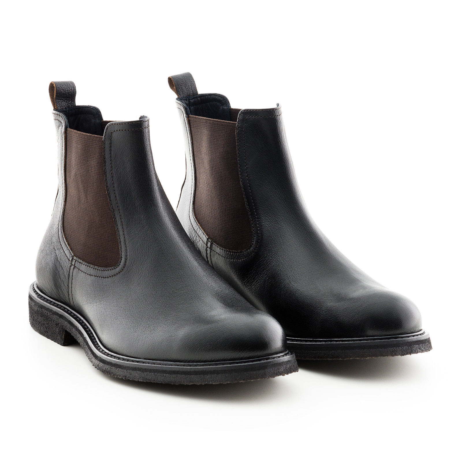Chelsea Boots in braunem Büffellelder mit originbal Kreppsohle