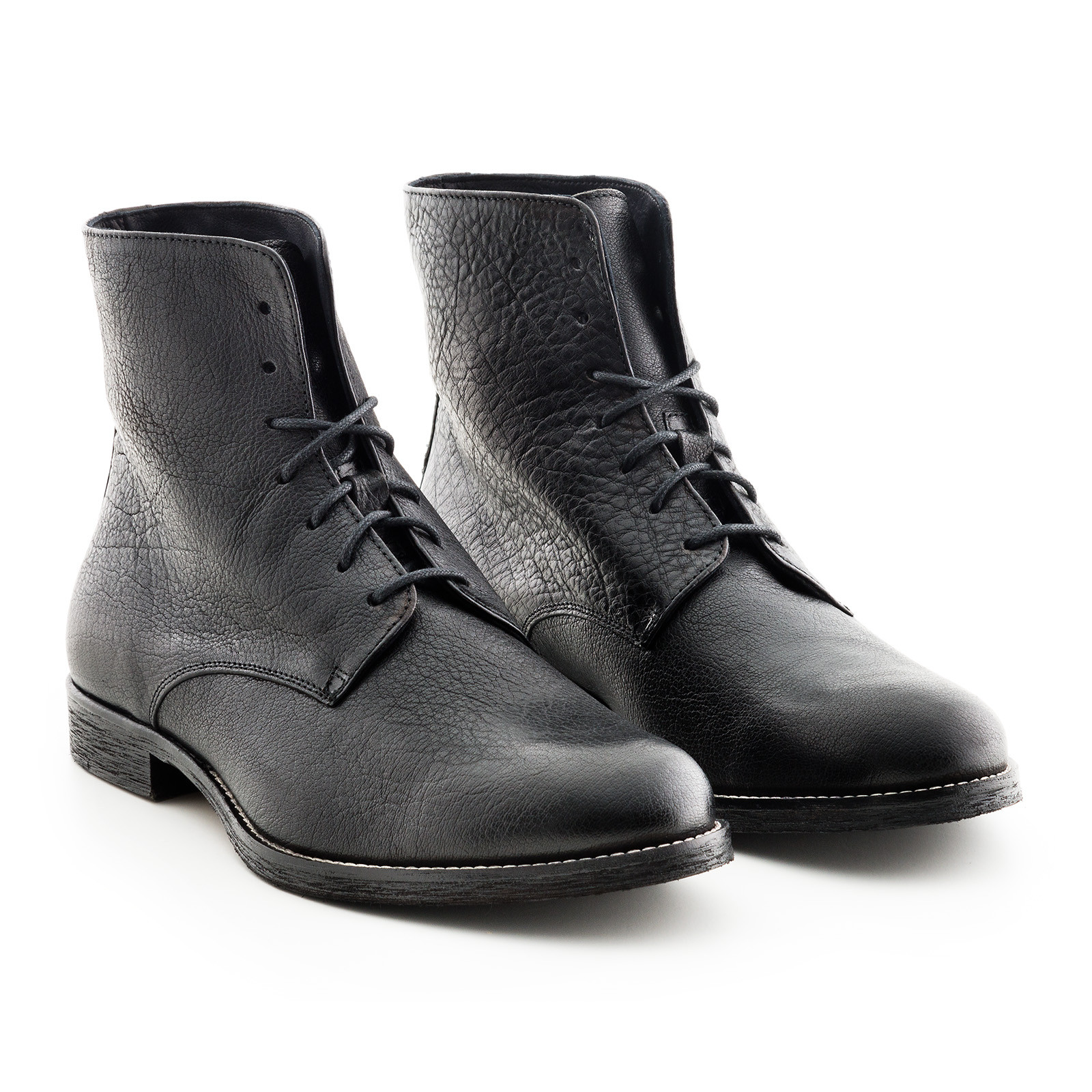 Büffelleder Schnürstiefel mit Leder/ Gummisohle