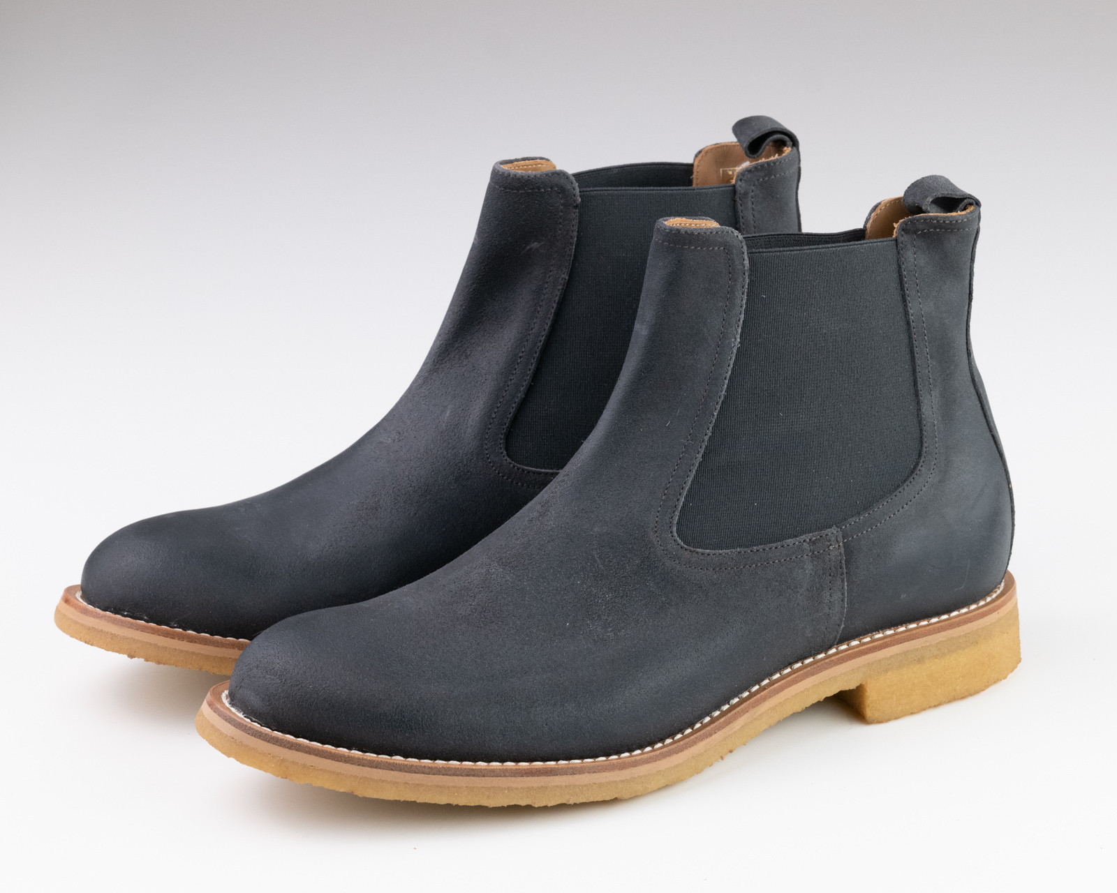 Chelsea Boots in braunem Büffellelder mit originbal Kreppsohle