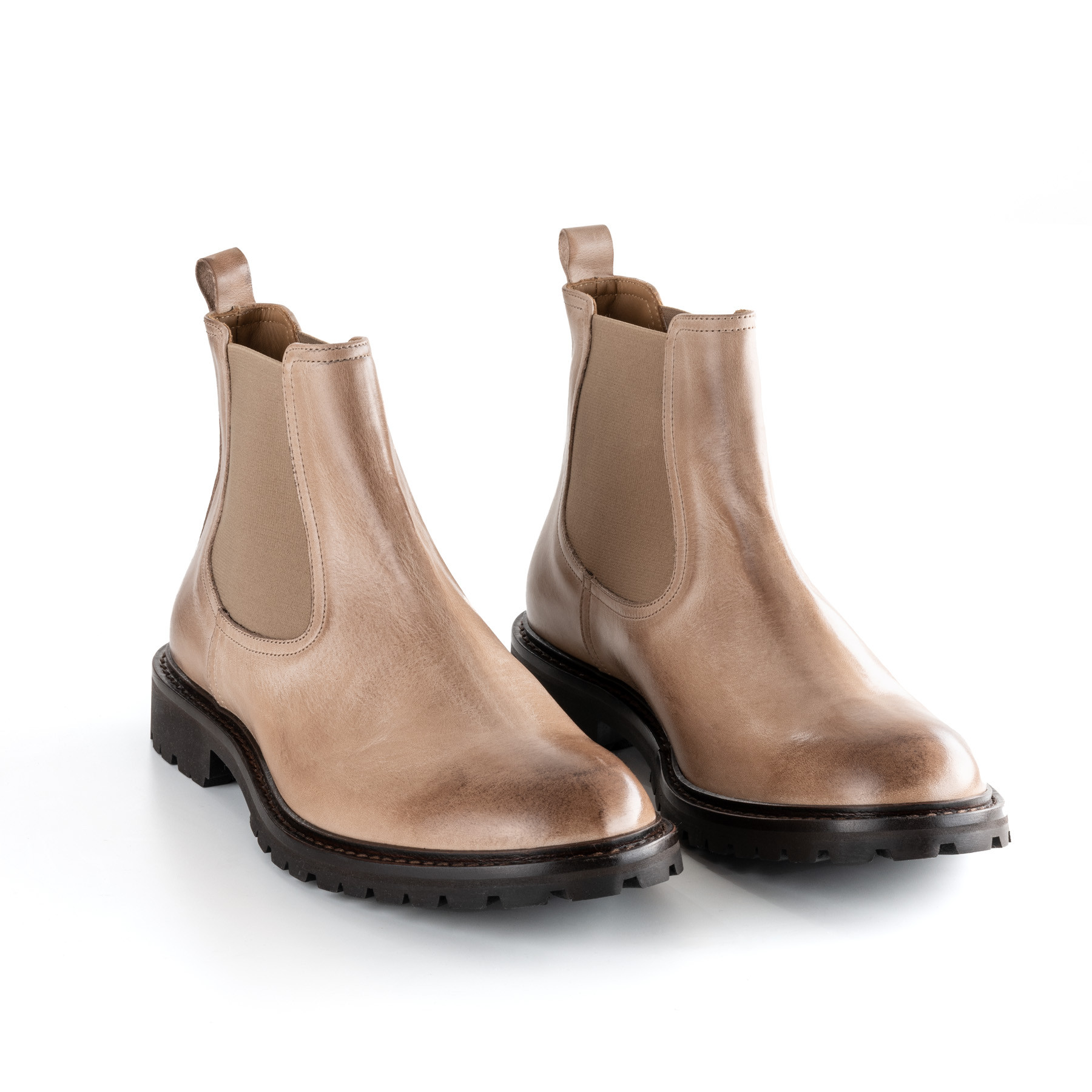 Chelsea Boots in braunem Büffellelder mit originbal Kreppsohle