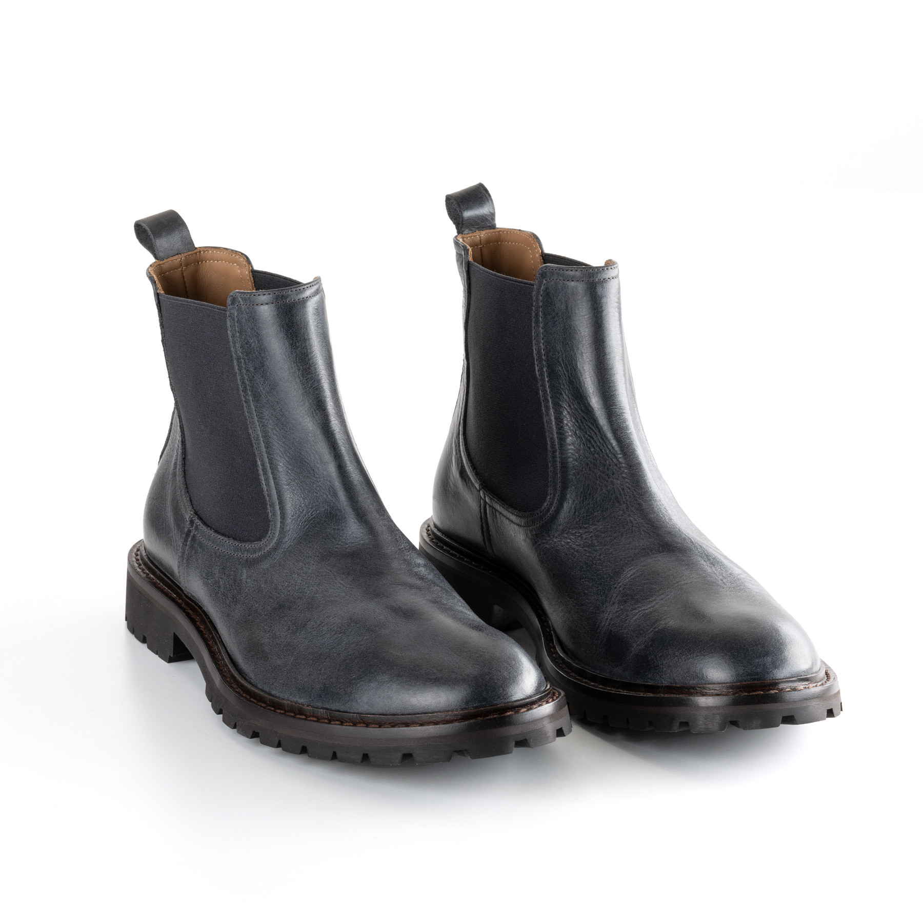 Chelsea Boots in braunem Büffellelder mit originbal Kreppsohle