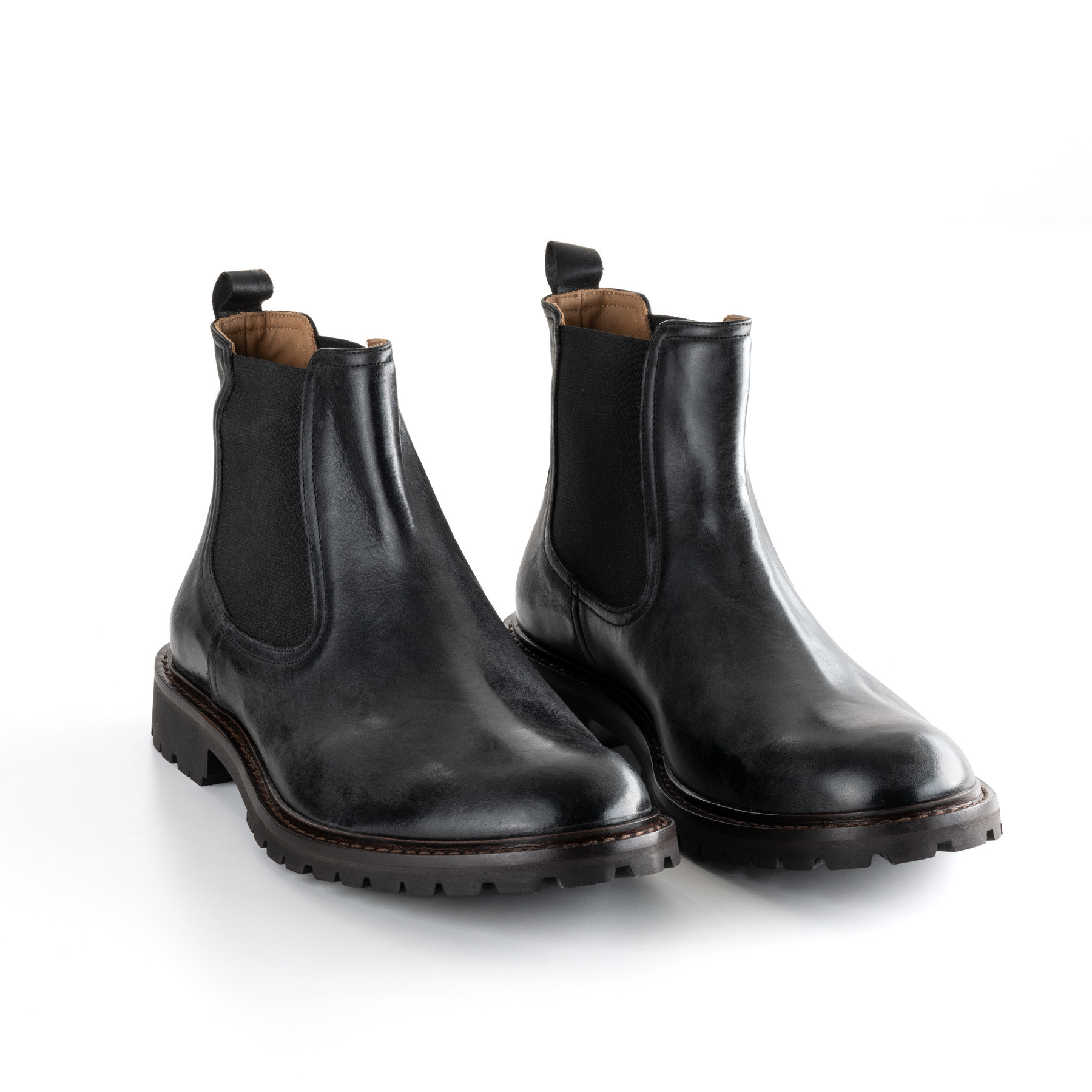 Chelsea Boots in braunem Büffellelder mit originbal Kreppsohle