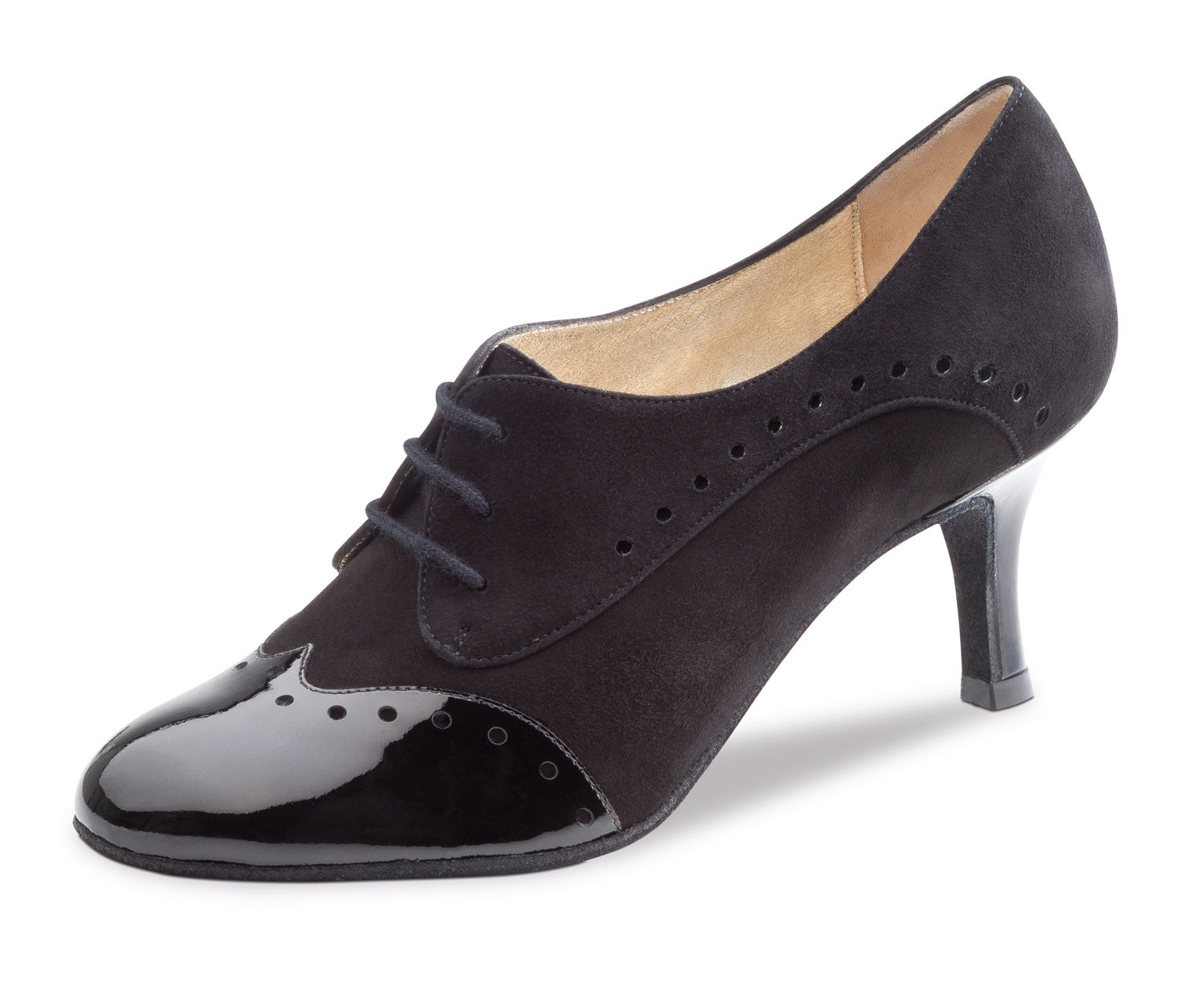 Ein starkes Statement: tolle Kombination aus Velours,- und Lackleder