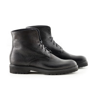 Damen Schnürstiefel in schwarzem Büffelleder mit rutschfester Gummisohle